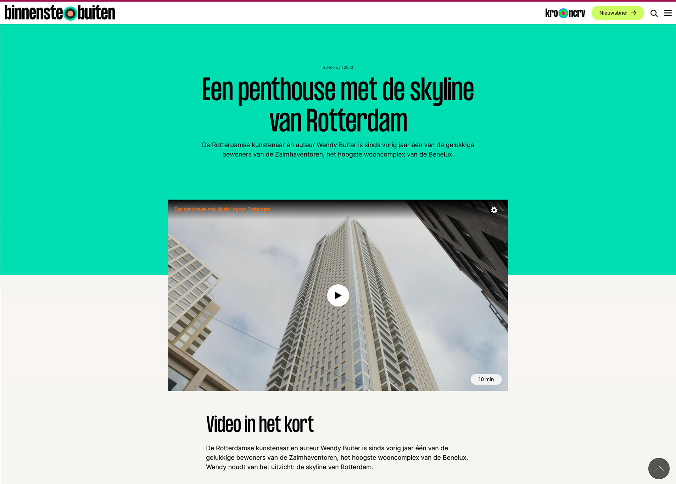 Een penthouse met de skyline van Rotterdam